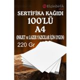 Elçinbirlik 100 Adet 220 gr A4 Kalın Kartuşlu Mürekkepli Tüm Yazıcılara Uygun Sertifika Kağıdı