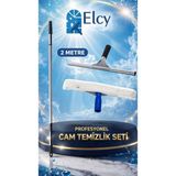 Elcy 2 Metre Telekopik Uzayabilen Metal Sap 35 cm Cam Peluş ve Cam Çekçeği - Beyaz