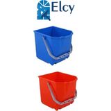 Elcy (2'li Yedek Kova) Temizlik Arabası, Paspas Arabasına Uygun Yedek Kova 25+25 Lt Kırmızı-Mavi - Kırmızı - Mavi