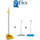 Elcy 3 Lü Temizlik Seti Metal Saplı Fırça Çekpas Çekçek Lux Katlanabilir Faraş - Sarı