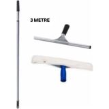 Elcy 3 Metre Telekopik Uzayabilen Metal Sap 35 cm Cam Peluş ve Cam Çekçeği - Beyaz