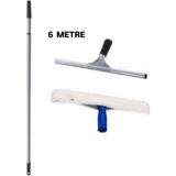 Elcy 6 Metre Telekopik Uzayabilen Metal Sap 35 cm Cam Peluş ve Cam Çekçeği - Beyaz