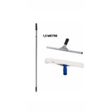 ELCY Cam Temizlik Seti 1,5 Metre Teleskopik Uzayabilen Metal Sap 35 Cm Cam Peluş Ve Cam Çekçeği