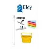 Elcy -Cam Temizlik Seti 2 Metre Teleskopik Uzayabilen Metal Sap-35 Cm Cam Çekçeği Ve 2 Adet Peluş-Bez