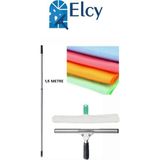 Elcy Cam Temizlik Seti Duş- Cam- Pencere- Ayna Cam Sileceği 35 cm Çekçek Peluş 4'lü Cam Bezi - Açık Gri