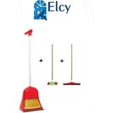Elcy Hazneli Süpürgeli Faraş Seti Ahşap Saplı Temizlik Takımı Ile Birlikte - Renkli
