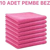 Elcy Mikrofiber Temizlik Bezi 10'lu 40X40 Mutfak Yer Banyo Temizleme Bezi Havlu Bez Pembe Renk