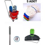ELCY Tek Kovalı Çelik Pressli Krom Temizlik Arabası Ve Paspas Arabası Temizlik Seti Islak Mop Seti