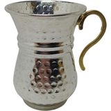 Elden Eve Bakır Ayran & Su Bardağı Bakır El Dövmesi Maşrapa Kupa - Beyaz