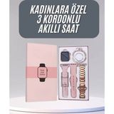 Eldenör Akıllı Saat 3 Kordonlu Ve Aksesuarlı Bayanlar Için Şık Rose renk
