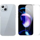 Eldenör Baseus iPhone 15 Plus Schott Serisi Şeffaf Silikon Kılıf + Tempered Ekran Koruyucu Set-(5775)