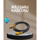 Eldenör Hızlı Şarj Destekli 65W Örgülü USB-C ve USB-A Çoklu Şarj Kablosu