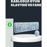 Eldenör Retro Daktilo Stilli Kablosuz Klavye Mouse Seti – Sessiz ve Şık