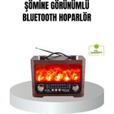 Eldenör Solar Şarjlı Şömine Alev Efektli Bluetooth Hoparlör 7W Taşınabilir Ses Sistemi