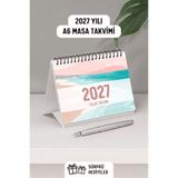 Eldesen Tasarım 2027 Masa Takvimi Spiralli A6 (15x12cm) Orta Boy / Resmi Tatiller ve Hafta Sonları / 12 Aylık