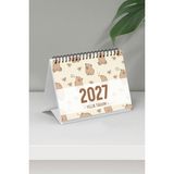 Eldesen Tasarım 2027 Orta Boy Spiralli A6 Masa Takvimi 1 Adet 15X12CM Resmi Tatiller ve Hafta Sonları
