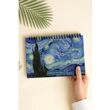 Eldesen Tasarım Haftalık Planlayıcı A5 Defter, Esnek İnce Karton Kapaklı, 1 Yıllık Plan, Van Gogh Yıldızlı Gece