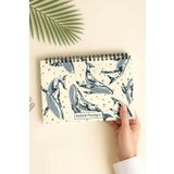 Eldesen Tasarım Haftalık Planlayıcı A5 Defter, Esnek İnce Karton Kapaklı, 1 Yıllık Planlayıcı, Balinalar