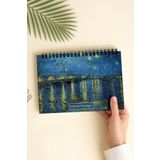 Eldesen Tasarım Haftalık Planlayıcı A5 Defter, Esnek İnce Karton Kapaklı, 1 Yıllık Planlayıcı, Van Gogh Ren Nehri