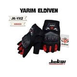 Eldiven Korumalı Jk Yx Parmaksız Siyah Kırmızı L