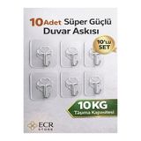 eldiven matik ECR Store 10’lu Şeffaf Yapışkanlı Duvar Askısı – Delmeden Montaj Güçlü Askı Banyo Mutfak Kapı Arkası