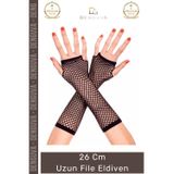 #Eldiven Siyah Şık 26 cm Esnek Sahne Kostüm Parti Aksesuarı Modern Estetik Zarif Renk Uzun File Eldi