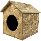 Eldo Design Kedi Evi Dış Ortam Uygun Ahşap Kedi Evi Osb 40X35X30 cm - Ahşap - Bej