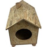 Eldo Design Kedi Evi Dış Ortam Uygun Ahşap Kedi Evi Osb 43X40X37 cm - Ahşap - Bej