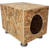 Eldo Design Kedi Evi Dış Ortam Uygun Ahşap Kedi Evi Osb Plastik Ayak 40X40X30 cm - Ahşap - Bej