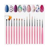 Elea Tırnak Süsleme Fırça Seti 15 Parça Pembe Renk ile Yaratıcı Nail Art Uygulamaları - Siyah