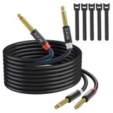Elecan Çift 6.35mm 1/4 TS - Çift 1/4 TS Stereo Ses Kablosu 10 Ft, Ara Bağlantı Kablosu, Firma Bağlantısı, Esnek Dayanıklı Yırtılabilir Renk Kodlu Hoparlör Amplifikatör Mikser+Bağlar için Mono Koparma