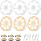 Electight 6 paket iç mekan için hareket sensörü, gece lambası, 8 LED, USB ile şarj edilebilir, 3 mod, manyetik adsorpsiyon, yatak odası, dolap, koridor, merdivenler, beyaz/sıcak sarı