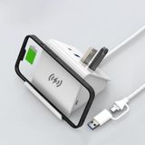 Electmagic Laptop Bağlantı İstasyonu,USB C Şarj İstasyonu,4 Portlu USB Şarj Hub ve Telefon Tutuculu 15W Kablosuz Şarj Cihazı,iPhone, iPad, Samsung ve Daha Fazlası için USB C Hub Hızlı Şarj (4USB-3A1C