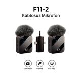 electroawm Profesyonel F11-2 Kablosuz Mikrofon Çift Verici ile Kesintisiz Canlı Yayın, Röportaj & Vlog Uyumlu