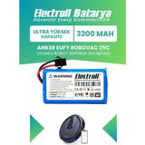 Electroll Eufy Robovac 25C Uyumlu Batarya (ULTRA YÜKSEK Kapasite) 3200MAH Pil Robot Süpürge Batarya Değişimi - 1 Adet