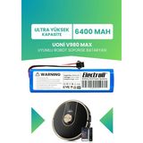 Electroll Uoni V980 Max Uyumlu Batarya (Ultra Yüksek Kapasite) 6400MAH Kutulu Robot Süpürge Pil Değişimi