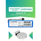 Electroll Wiami Fx-10 Uyumlu Batarya (Ultra Yüksek Kapasite) 6400MAH Pil Robot Süpürge Bataryası Değişimi
