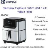 Electrolux 1800W E6AF1 Airfryer 8 Programlı 7 L Sepet Kapasiteli, 5.4 L Kızartma Kapasitesi Sıcak Hava Fritözü + Mutfak Hassas Tartı Hediye - Inox