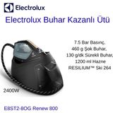 Electrolux 2400W 8og Renew 800,7.5 Bar Basınç, 460 G Şok Buhar Buhar Kazanlı Ütü + Dijital Mutfak Tartısı Hediye
