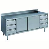 Electrolux Professional Dolaplı Çalışma Tezgahı, 3+3 Çekmece Bloğu, 2 Kayar Kapı, Sırtlı - 2000 Mm NTA2010P
