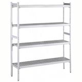 Electrolux Professional Düz Etejer Seti, Aluminyum Ayaklı, 4 Raflı, Her Raf Demonte Polietilen Tabletlerden Oluşur, Tabletler Bulaşık Makinesinde Yıkanabilir - 475x2404 Mm, H=1700 Mm BLS2404