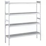 Electrolux Professional Düz Etejer Seti, Aluminyum Ayaklı, 4 Raflı, Her Raf Demonte Polietilen Tabletlerden Oluşur, Tabletler Bulaşık Makinesinde Yıkanabilir - 475x2580 Mm, H=1700 Mm BLS2580
