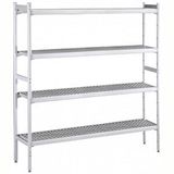 Electrolux Professional Düz Etejer Seti, Aluminyum Ayaklı, 4 Raflı, Her Raf Demonte Polietilen Tabletlerden Oluşur, Tabletler Bulaşık Makinesinde Yıkanabilir - 475x2760 Mm, H=1700 Mm BLS2760