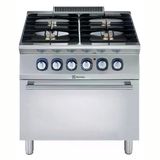 Electrolux Professional Endüstriyel 4 Açık Ateşli Gazlı Kuzine, Her Brulör 5,5 Kw, Elektrikli Fırın, Derinlik 730 Mm E7GCGH4CE0