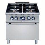 Electrolux Professional Endüstriyel 4 Açık Ateşli Gazlı Kuzine, Her Brulör 5,5 Kw, Gazlı Fırın (6 Kw), Derinlik 730 Mm - 800 Mm E7GCGH4CG0