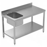 Electrolux Professional Özel Şef Çalışma Tezgahı, Tek Evyeli (solda), 100 Mm Sırtlı, Taban Raflı - 1400 Mm, Plus LSGTL1410S