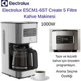 Electrolux Zaman Ayarlı Demleme, Aroma Seçme, Otomatik Kapanma,1000W,Create 5 Filtre Kahve Makinesi