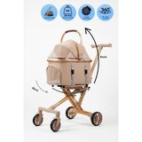 ELECTRON Kedi Köpek Arabası & Puseti – Katlanabilir Evcil Hayvan Taşıma Arabası | Pet Stroller | 100 - XL - Bej