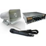 electroon Pazarcı Ses Sistemi Takım Set 12V Amfi+50W Horn Hoparlör+Mikrofon