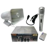 electroon Pazarcı Ses Sistemi Takım Set 12V USB Amfi+50W Horn Hoparlör+Mikrofon